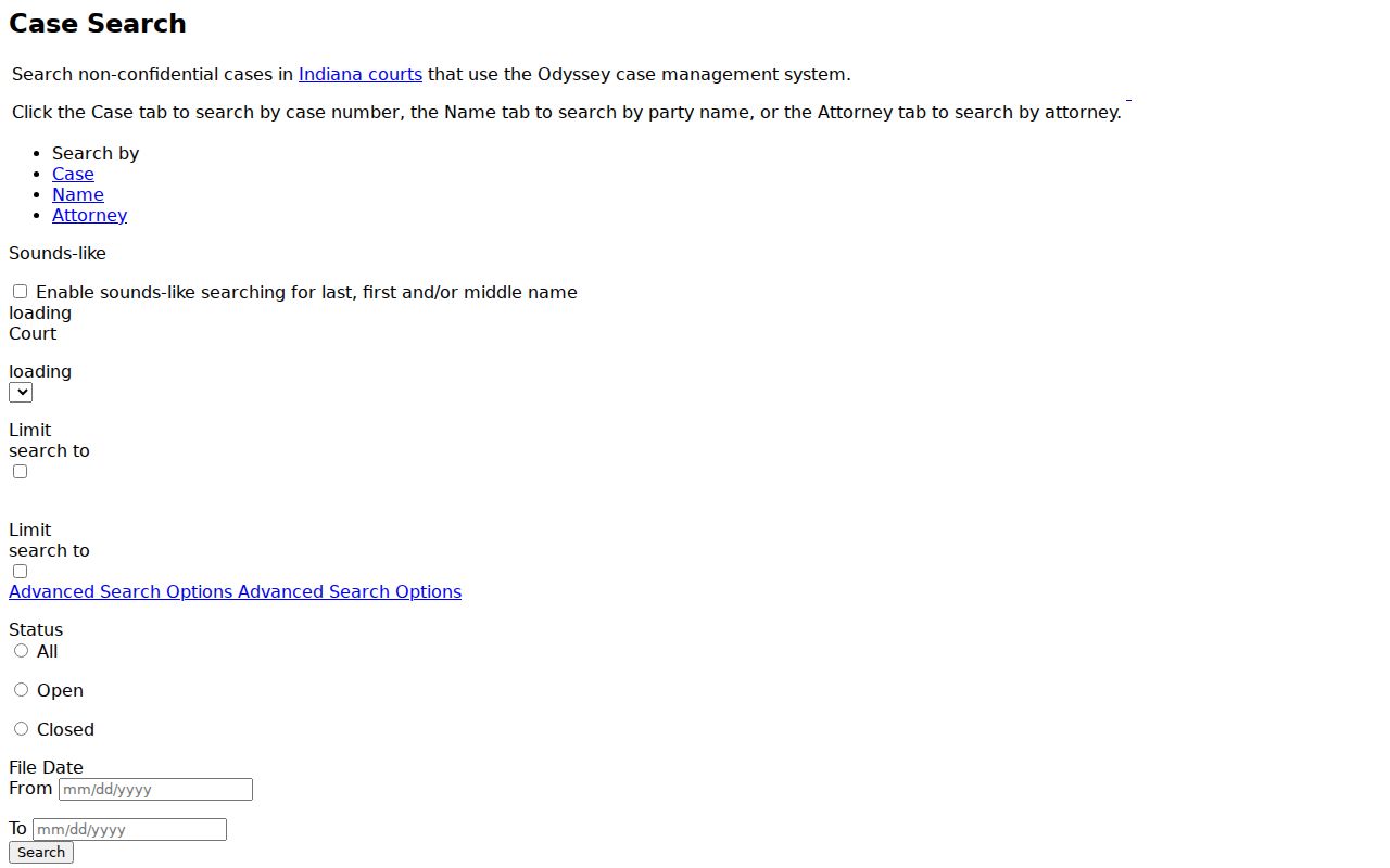 Indiana MyCase name and case search used for Greenfield residents