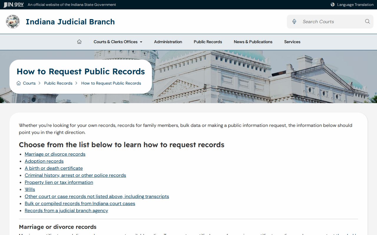 Greenfield resident lookup court record request route