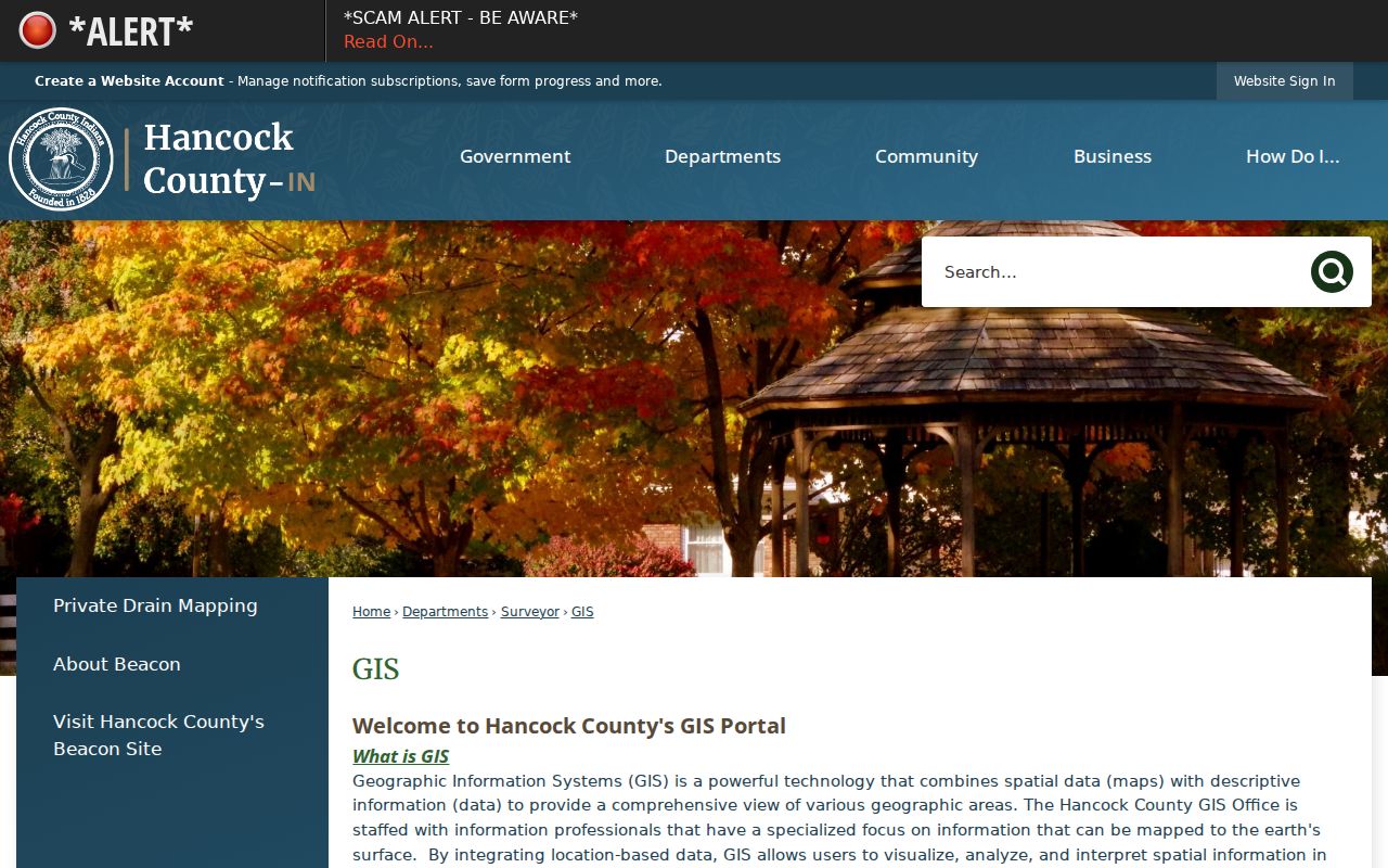Greenfield street directory access through the Hancock County GIS page