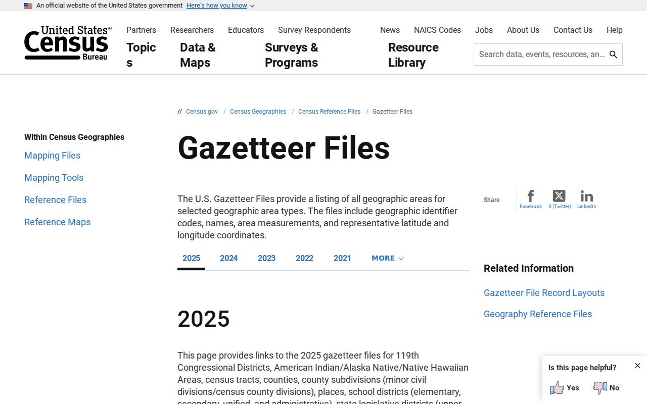 Greenfield ZIP code directory Census ZCTA Gazetteer files